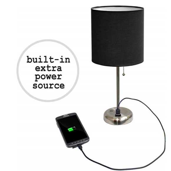 Limelights Other - BRAND NEW Brushed Steel Lamp with Charging Outlet